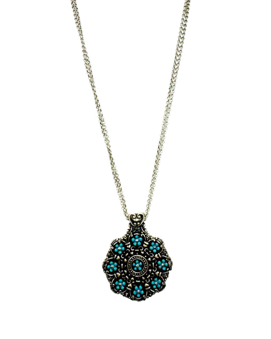Brighton "Lucia" Medallion Turquoise Flower Necklace