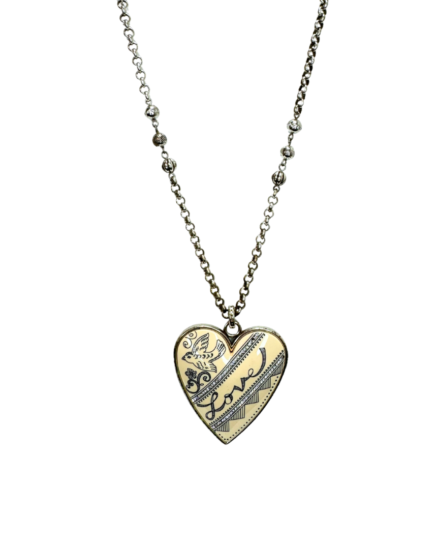 Brighton Love Scroll w/ Dove Heart Pendant Necklace