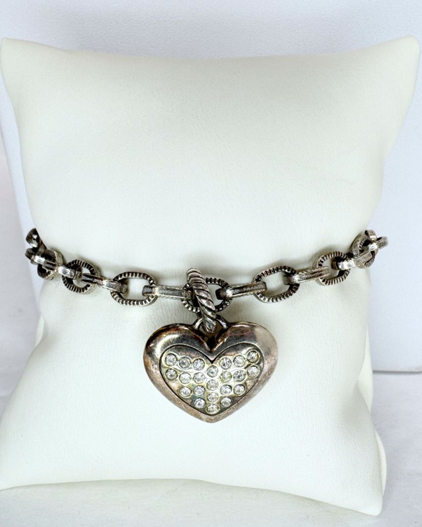 Brighton Rhinestone Heart Charm Bracelet