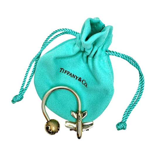 Tiffany & Co 925 Sterling Silver Airplane Globe Key Chain