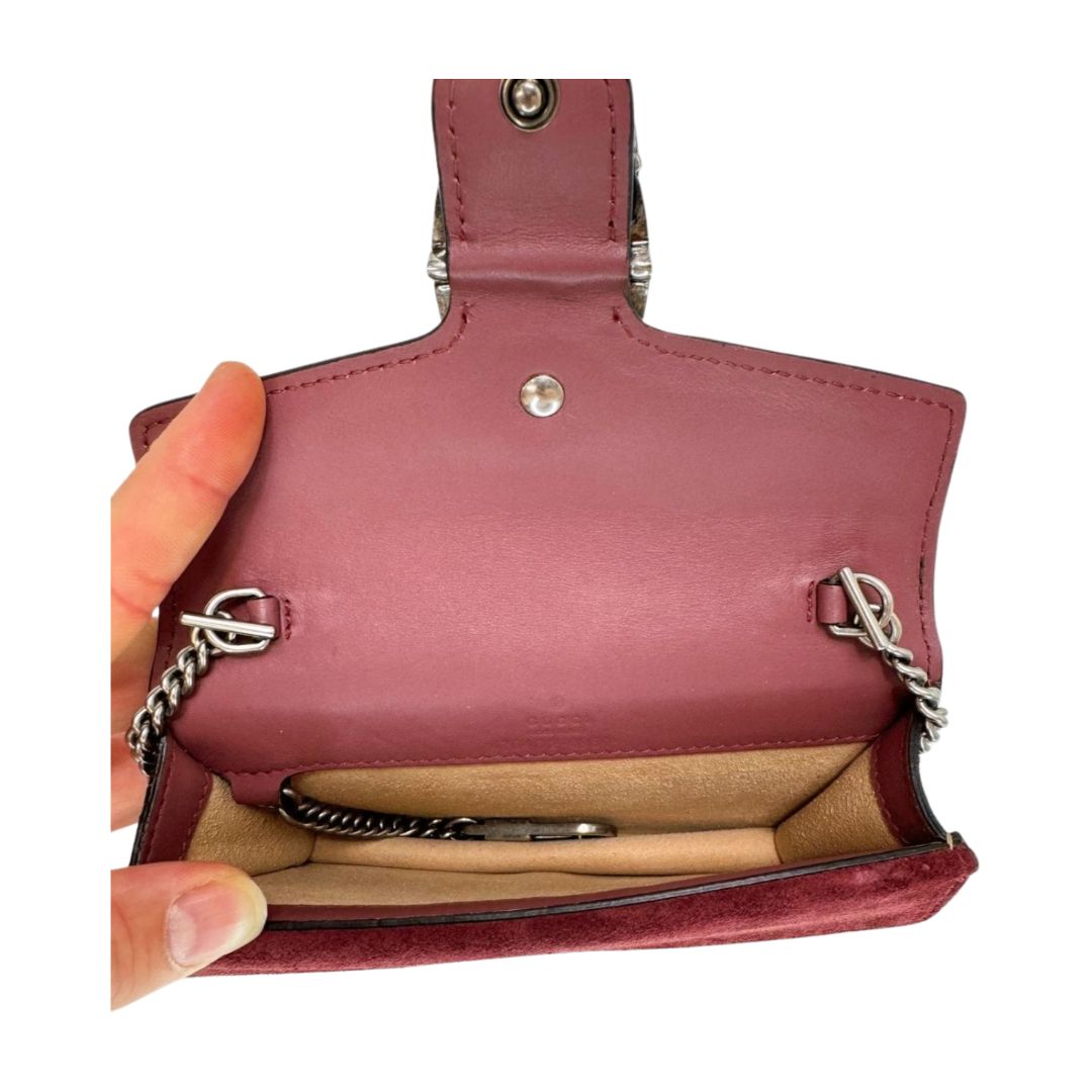 Gucci GG Supreme Dionysus Super Mini Blooms Crossbody Red Pink