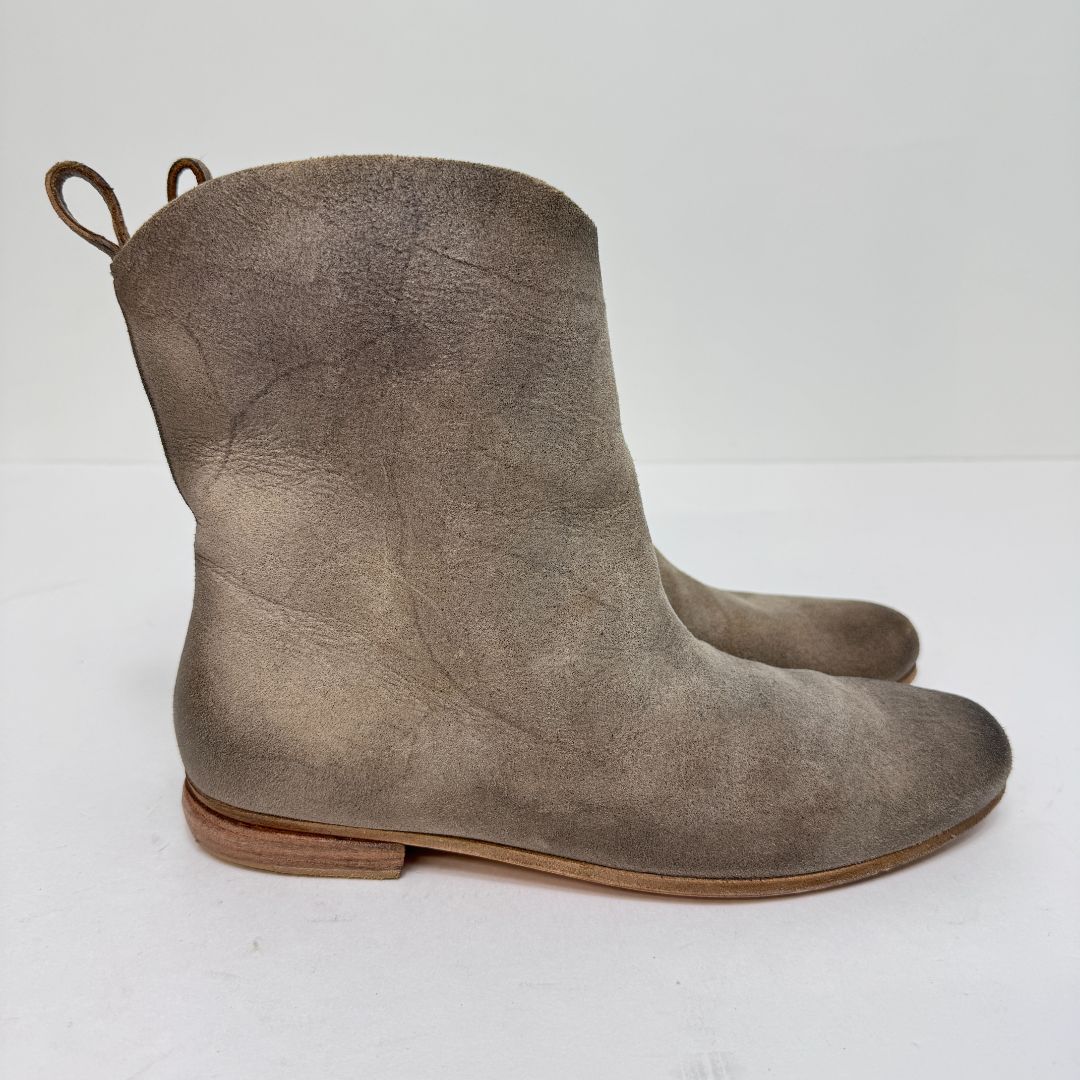 Marsell Genuine Nubuck Leather Mid-Calf Boots Distressed Gray