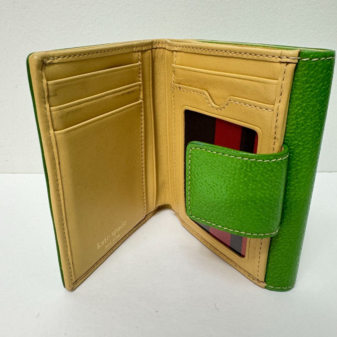 Kate Spade 2 Handle Flap Close + Matching Wallet Purse Green