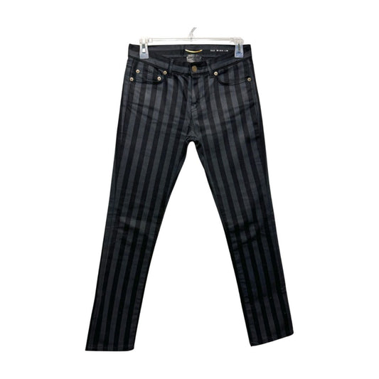 Yves Saint Laurent Striped Skinny Fit Jeans Black