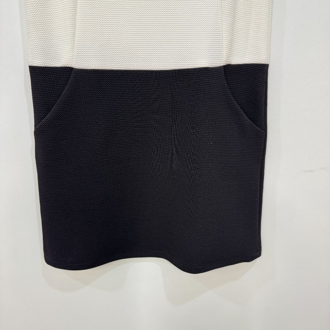 Andria Lieu Sleeveless Texture Fabric Shift Dress Black White