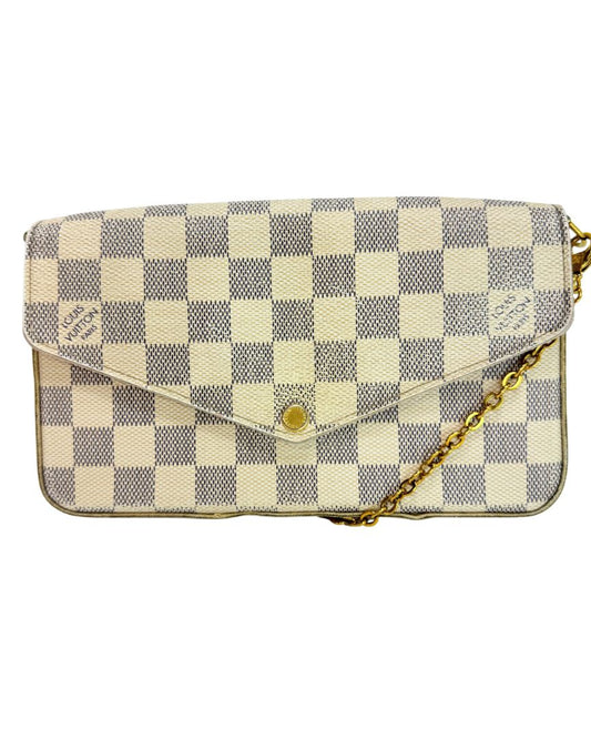 Louis Vuitton Felicie Pochette Damier Azur Crossbody White Gray