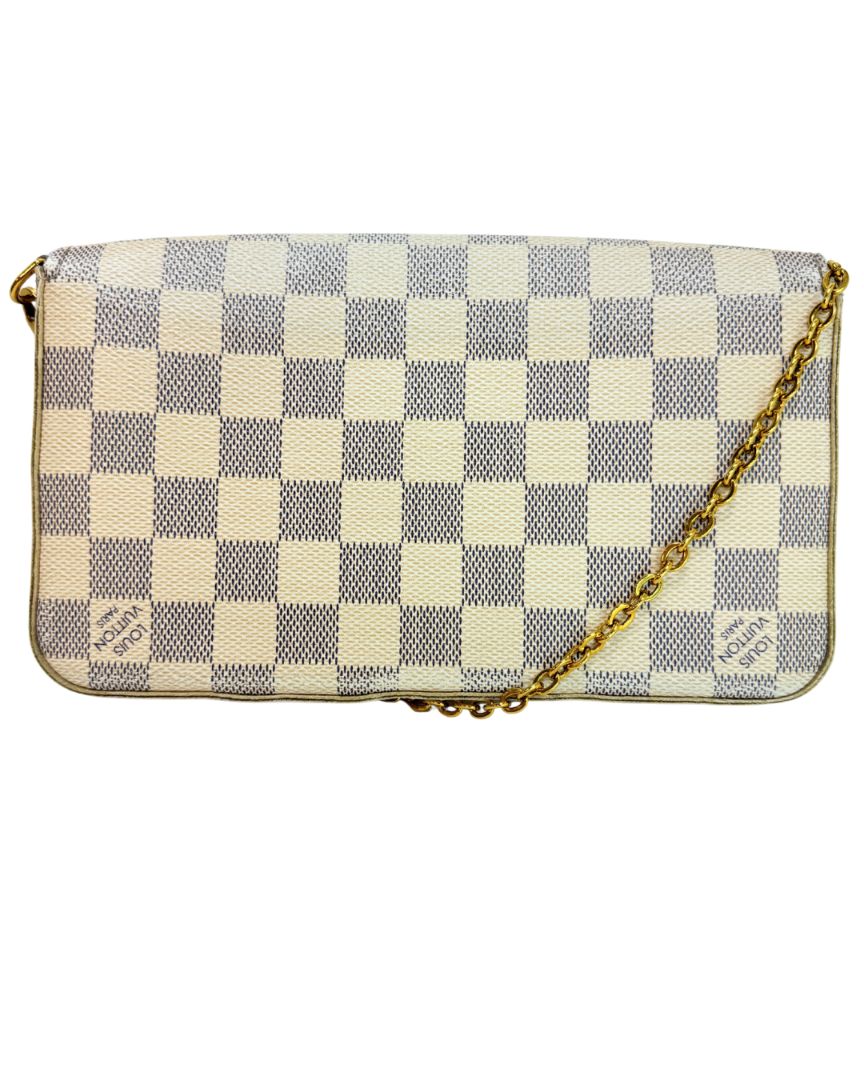 Louis Vuitton Felicie Pochette Damier Azur Crossbody White Gray