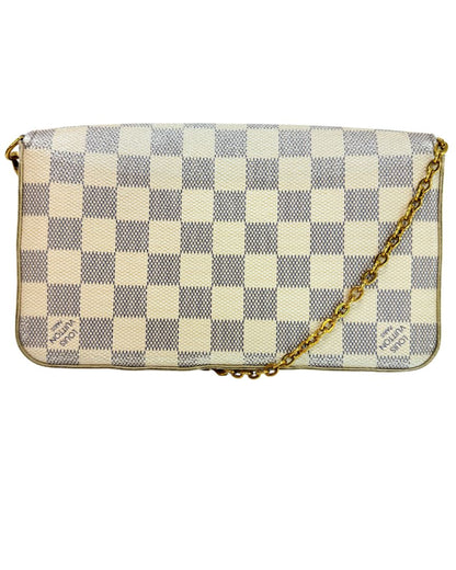 Louis Vuitton Felicie Pochette Damier Azur Crossbody White Gray