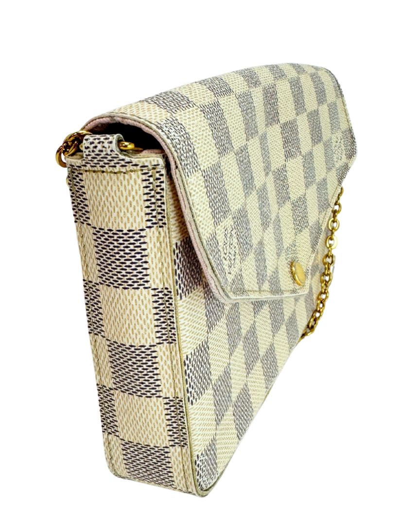 Louis Vuitton Felicie Pochette Damier Azur Crossbody White Gray