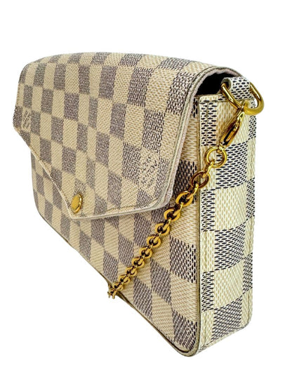 Louis Vuitton Felicie Pochette Damier Azur Crossbody White Gray