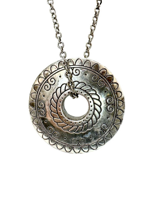 Brighton Silver Tone Circular Bead Botanical Motif Necklace