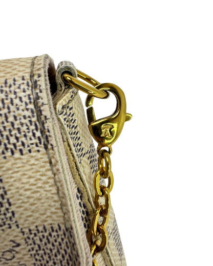 Louis Vuitton Felicie Pochette Damier Azur Crossbody White Gray