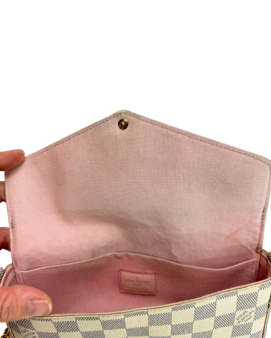 Louis Vuitton Felicie Pochette Damier Azur Crossbody White Gray