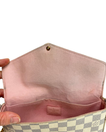 Louis Vuitton Felicie Pochette Damier Azur Crossbody White Gray