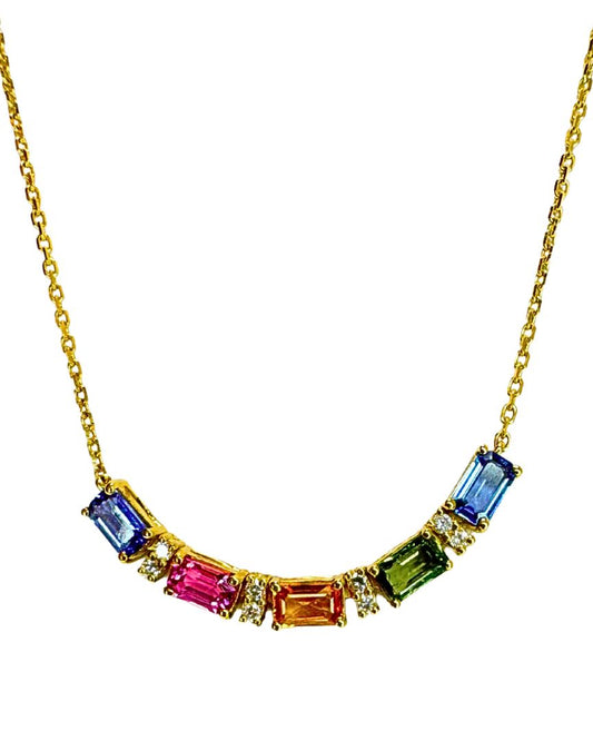 EFFY 14K Yellow Gold, Diamond & Multicolored Sapphire Pendant Necklace