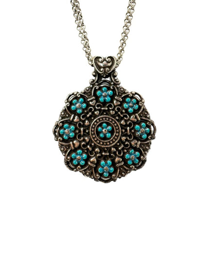 Brighton "Lucia" Medallion Turquoise Flower Necklace
