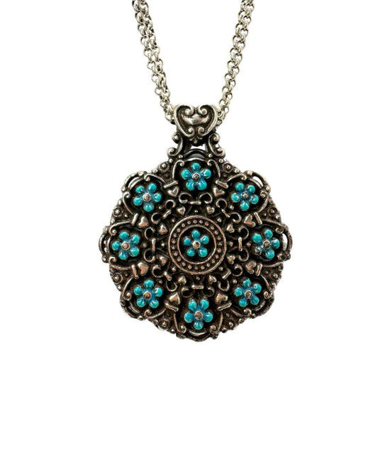 Brighton "Lucia" Medallion Turquoise Flower Necklace