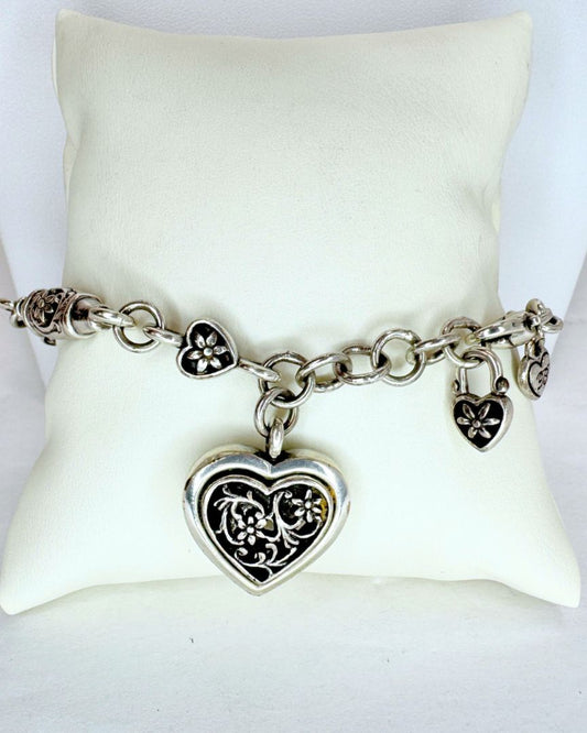 Brighton Silver Tone Linked Beads Charm Bracelet