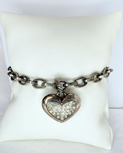 Brighton Rhinestone Heart Charm Bracelet
