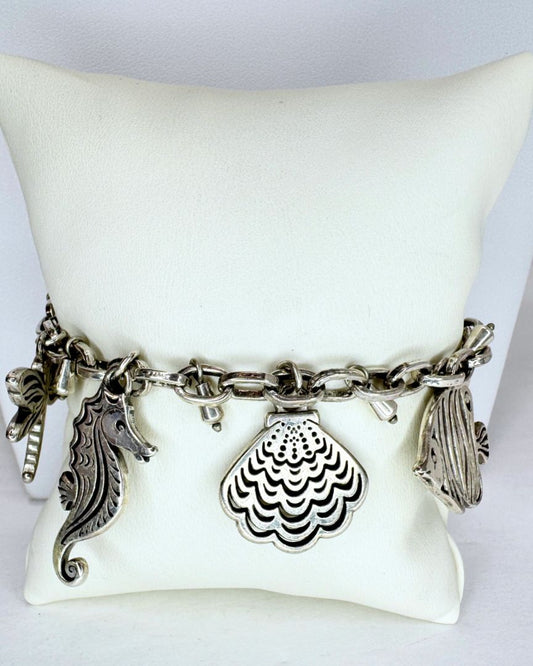 Brighton Silver Tone Bugs & Sea Creatures Charm Bracelet