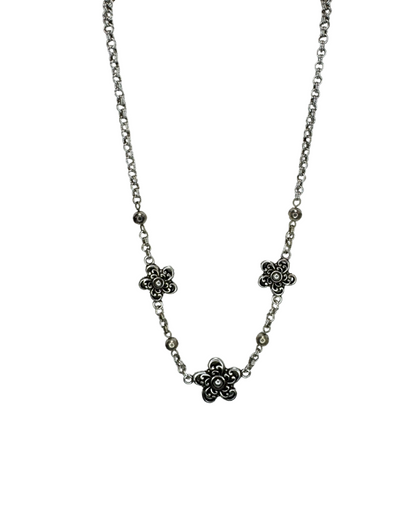 Brighton Spiral Flowers Necklace Silver Tone