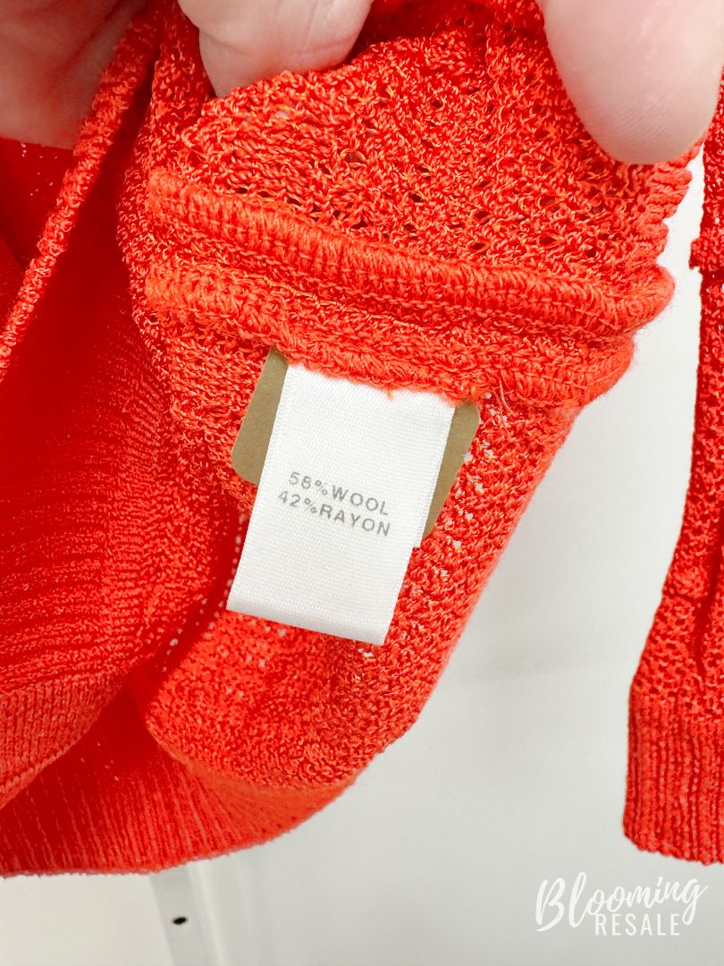 St. John Long Sleeve Button Down Sweater Orange