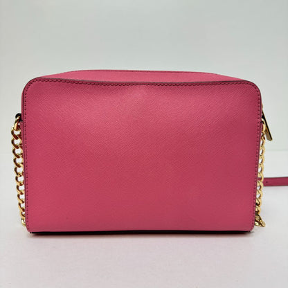 Michael Kors Saffiano Leather Zip Top Square w/ Front Pocket Crossbody Pink