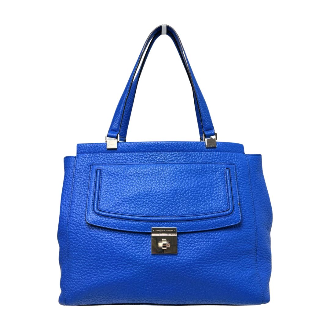 Kate Spade Two Handle Pebbled Leather Tote Royal Blue