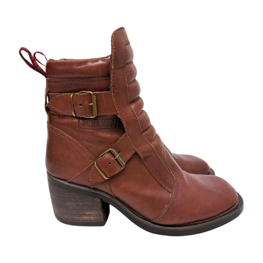 Durango Leather Block Heel Boots Brown