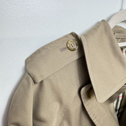 Burberry Long Sleeve Double Breasted Full Length Classic Canvas Trench Coat Beige