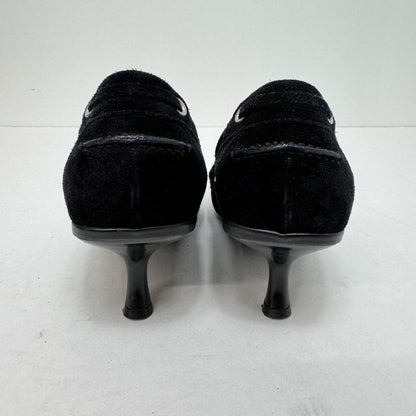 Prada Pointed Square Suede Kitten Heels Black
