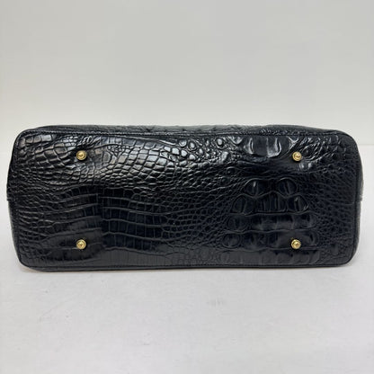 Brahmin 2 Handles Leather Texture Gold Hardware Purse Black