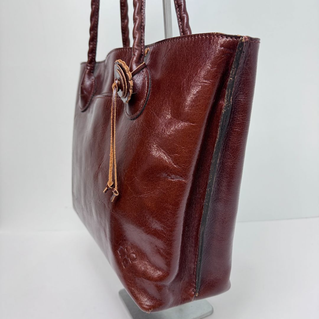 Patricia Nash Smooth Leather Snap Close Tote Brown
