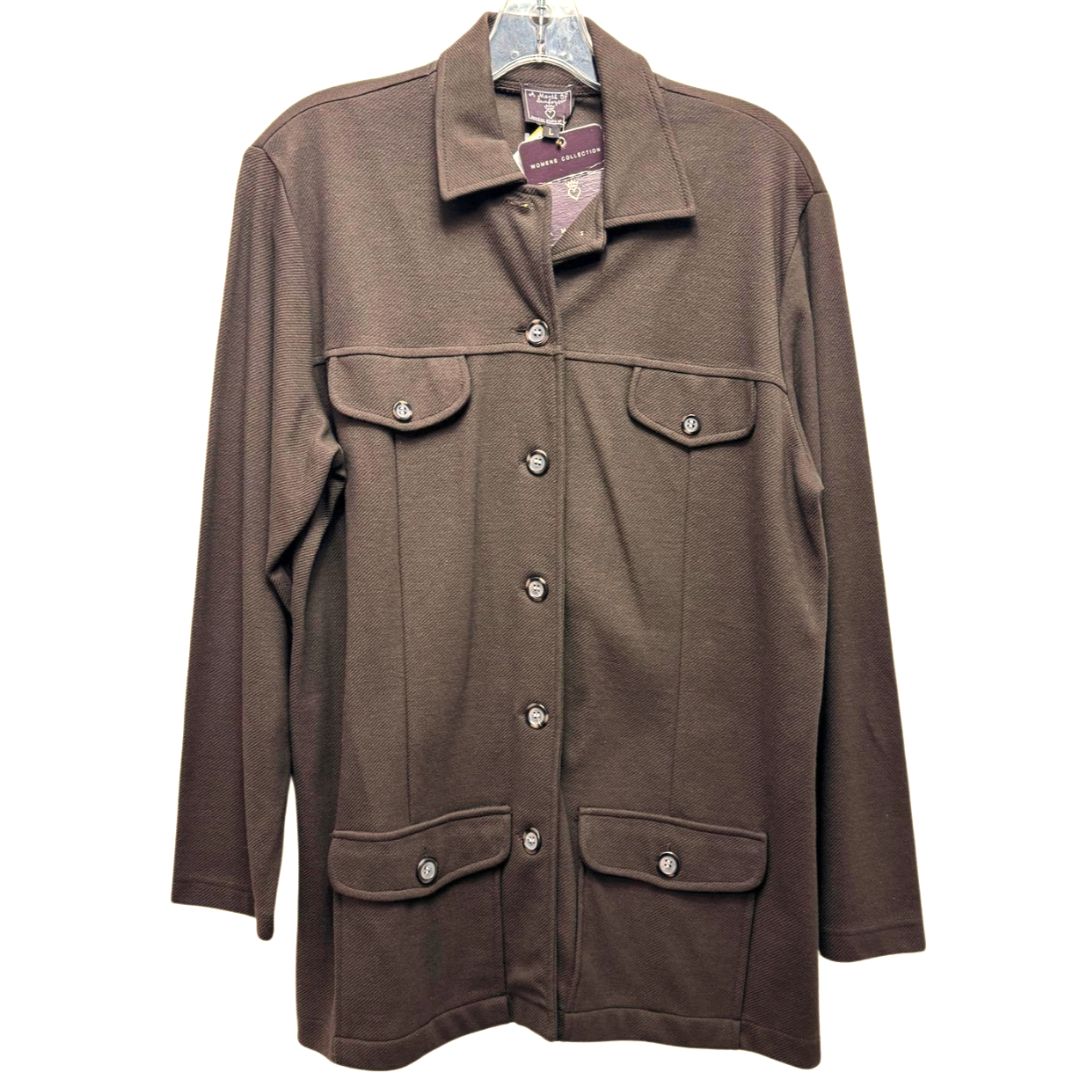 A Month Of Sundays Long Sleeve Button Front Flap Pockets Coat Brown