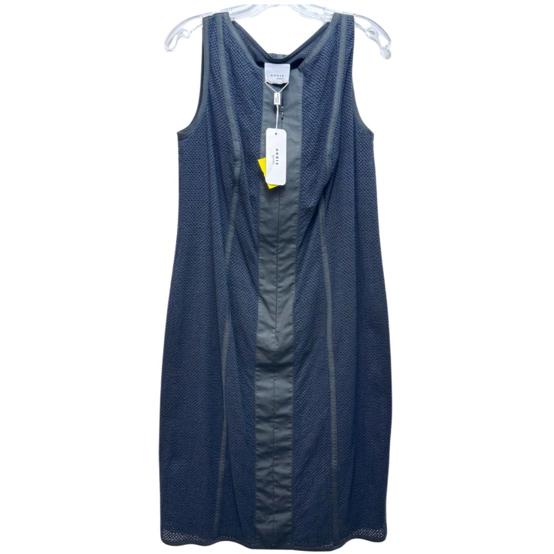 Akris Punto Sleeveless Textured Perforated  w/ Seam Details Dress Navy Blue Black