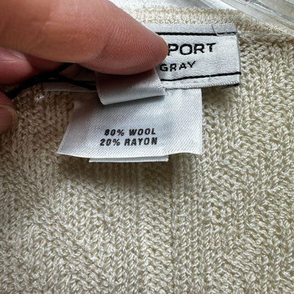 St. John Long Sleeve Mix Knit Zip Front Sweater Ivory