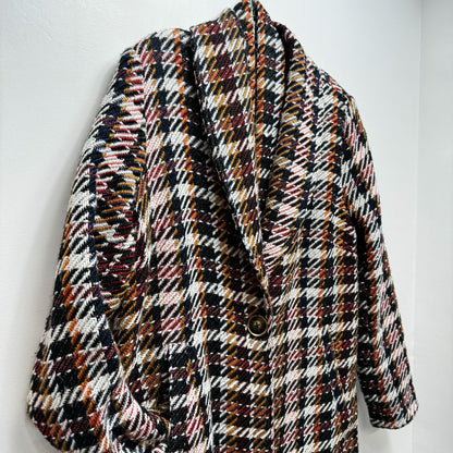 CAbi Long Sleeve Multicolor Woven Long Fringe Belted Coat Multicolor
