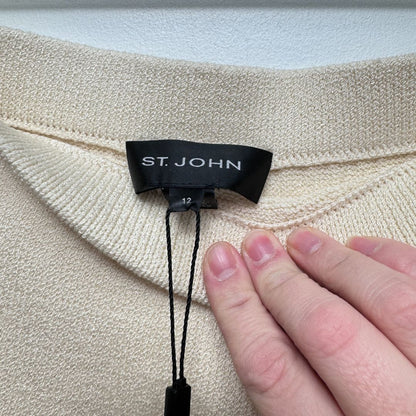 St. John Pull On Knit Skirt Ivory