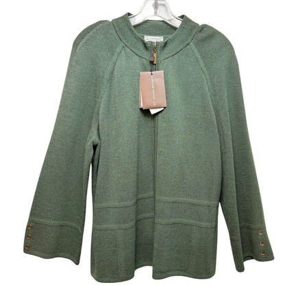 St. John Long Sleeve Zip Front Solid Knit Sweater + Matching Tank Sweater Green