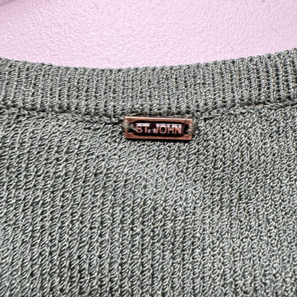 St. John Long Sleeve Zip Front Solid Knit Sweater + Matching Tank Sweater Green