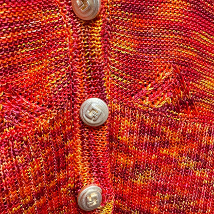 St. John Long Sleeve V Neck/Sleeveless Shell Sweater Orange Red