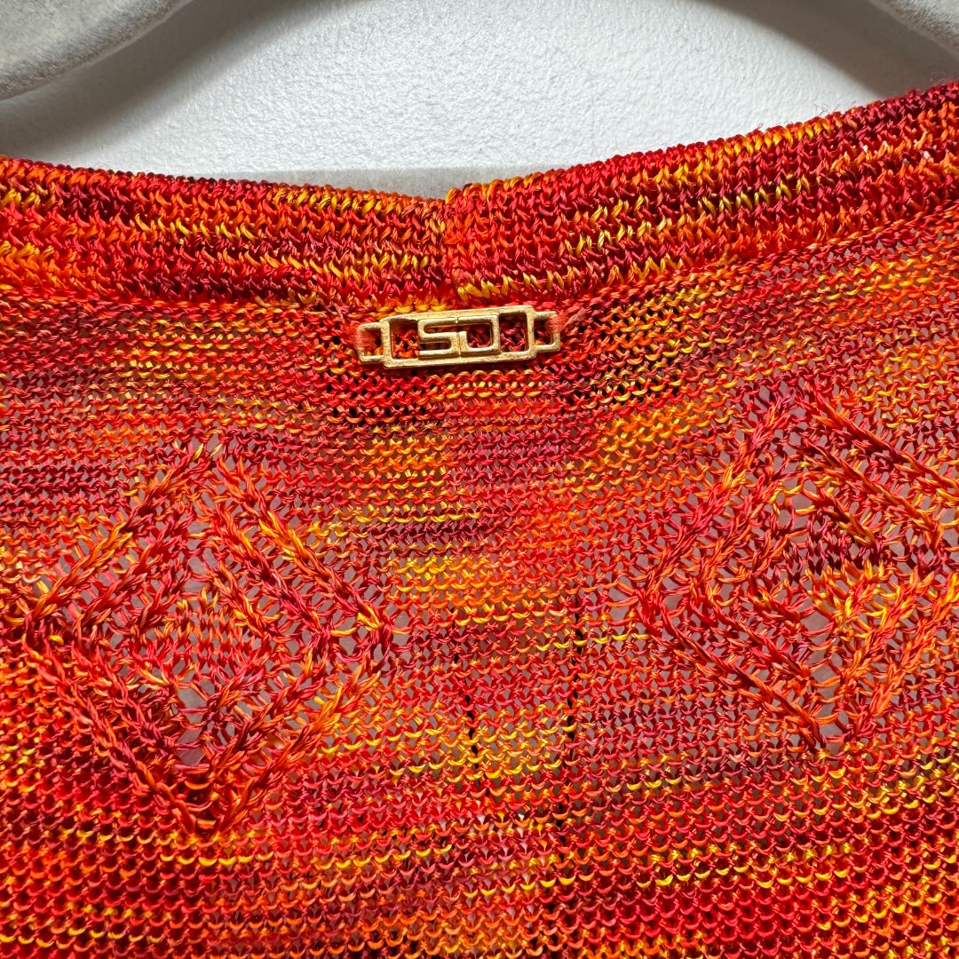 St. John Long Sleeve V Neck/Sleeveless Shell Sweater Orange Red