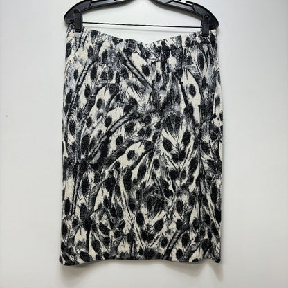 St. John Long Sleeve Button Front Feather Print Sweater + Tank + Skirt Sweater White Black SET OF 3