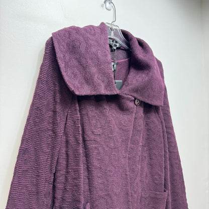St. John Long Sleeve Textured Swirl Single Button Wrap Sweater + Matching Tank Sweater Plum Purple SET OF 2