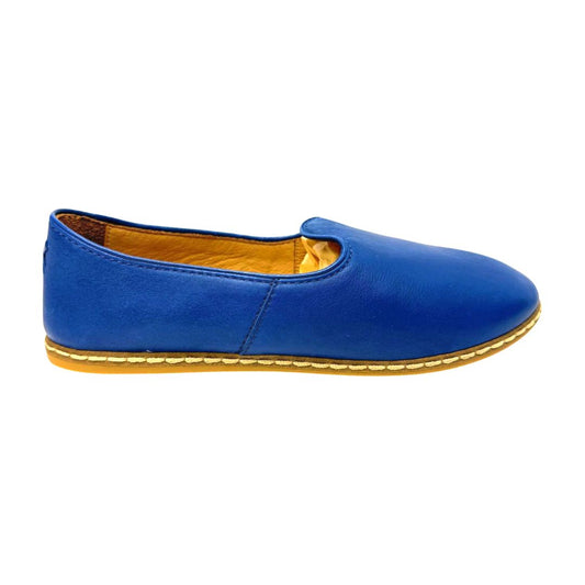 Charix Genuine Smooth Leather Comfort Loafer Flats Blue