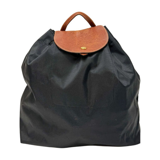 Longchamp Leather & Nylon Backpack Black