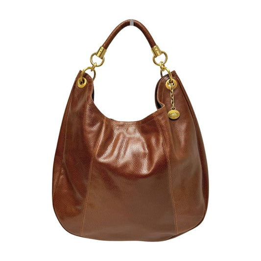 Brahmin Carmela Single Strap Snap Close Pebbled Leather Shoulder Bag Brown