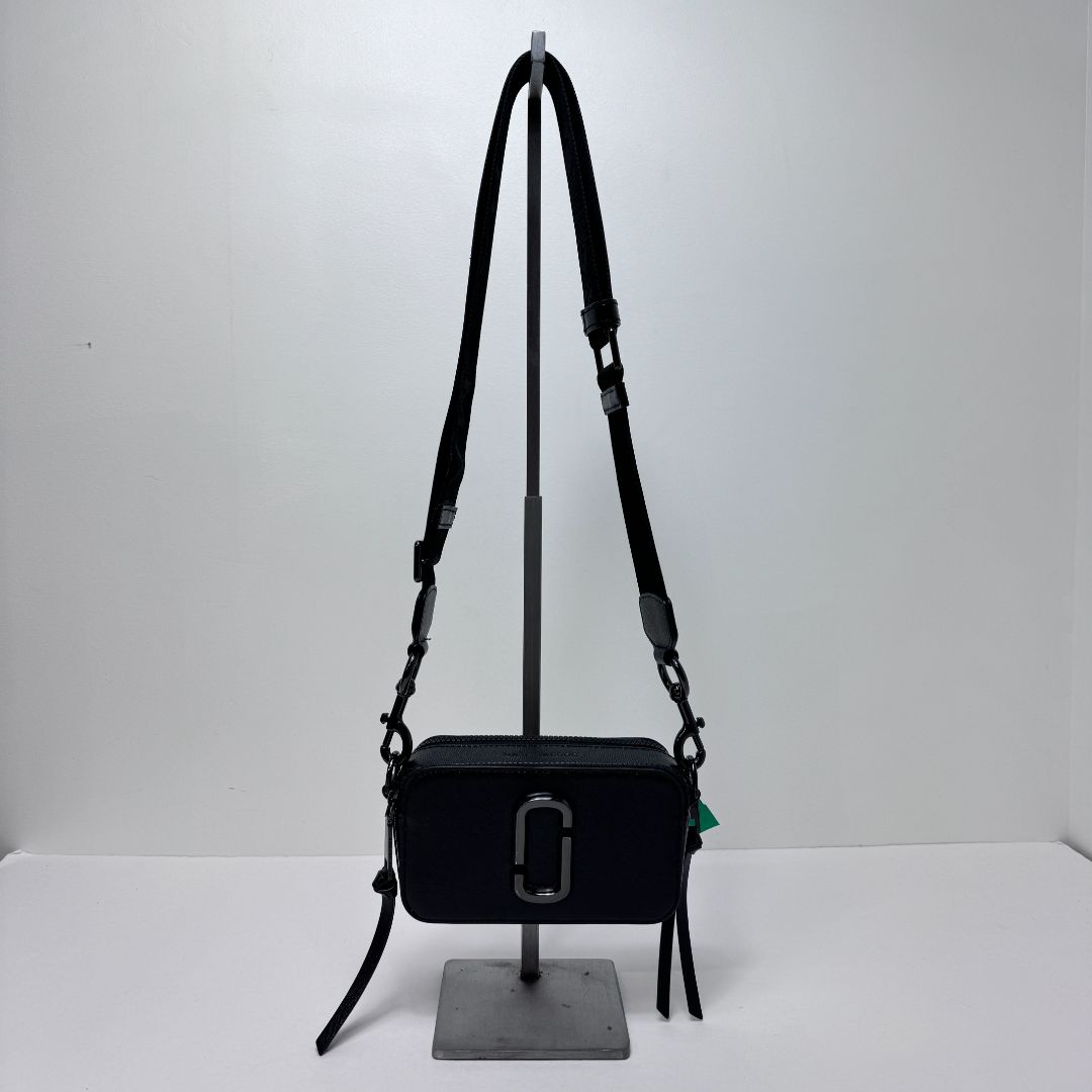 Marc Jacobs Snapshot 2 Zip Leather Nylon Strap Purse Black