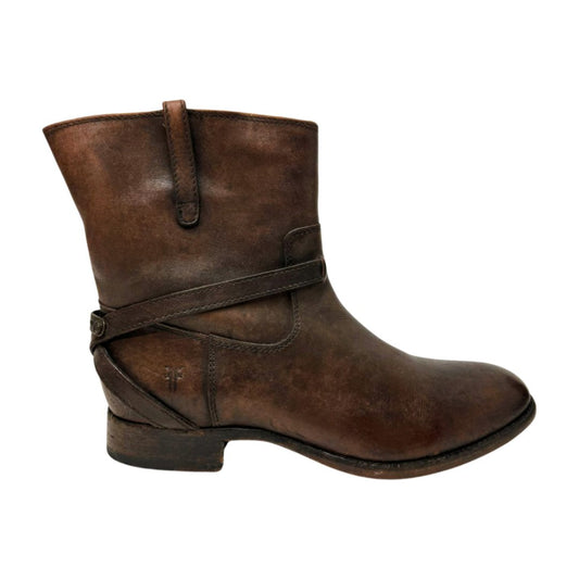 Frye Lindsay Plate Leather Boots Brown