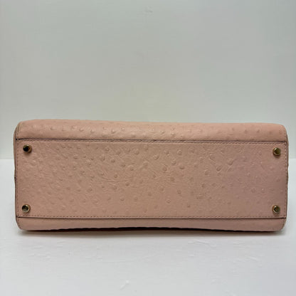 Kate Spade "Bristol Drive Ostrich" Double Zip Triple Compartment Leather Satchel Light Pink